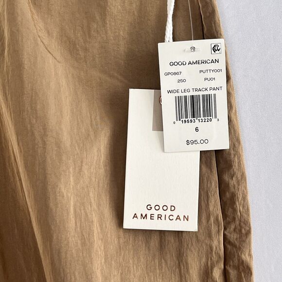 Good American Wide Leg Track Pant Sz 6 US 3XL High Rise Drawstring Zipped Ankle - Picture 3 of 9